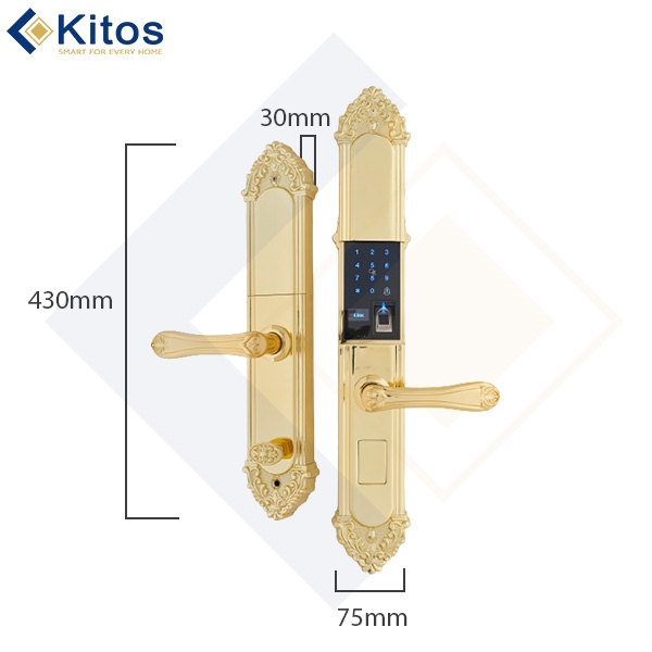 Khóa cửa vân tay tân cổ điển Kitos KT-C810 Golden 24k