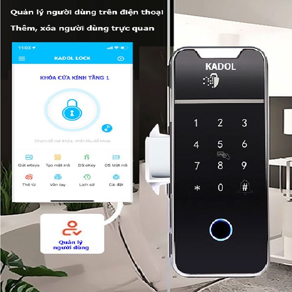 Khóa vân tay cửa kính Kadol K899 Pro