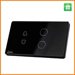 Công Tắc Cảm Ứng Datic – 2 Nút Kèm Ổ Cắm Màu Đen