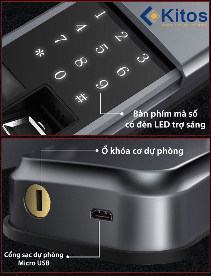 Khóa cửa vân tay chống nước Kitos DL07
