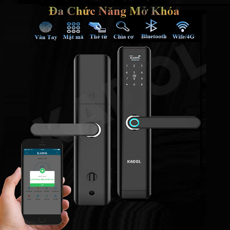 Khóa cửa vân tay mở từ xa KADOL KD-FP19